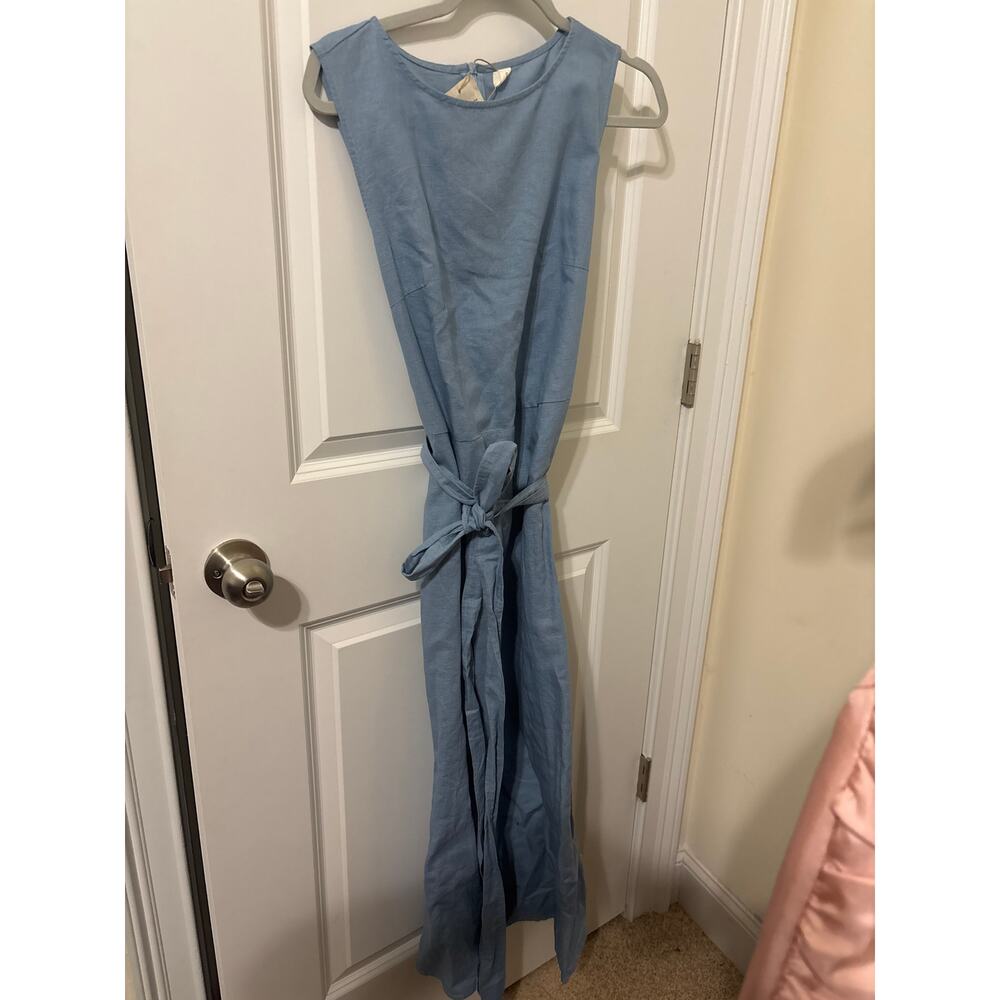 Grae Cove Chambray Blue Linen sleeveless dress NWT sz L